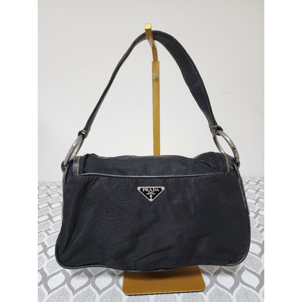 Prada Vintage Tessuto Nylon Corsaire Shoulder Bag Black - Picture 3 of 15